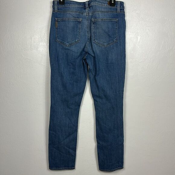 Paige Carter Slim Mid Rise Distressed Cotton Blend Blue Jeans Size 30 - Picture 3 of 11